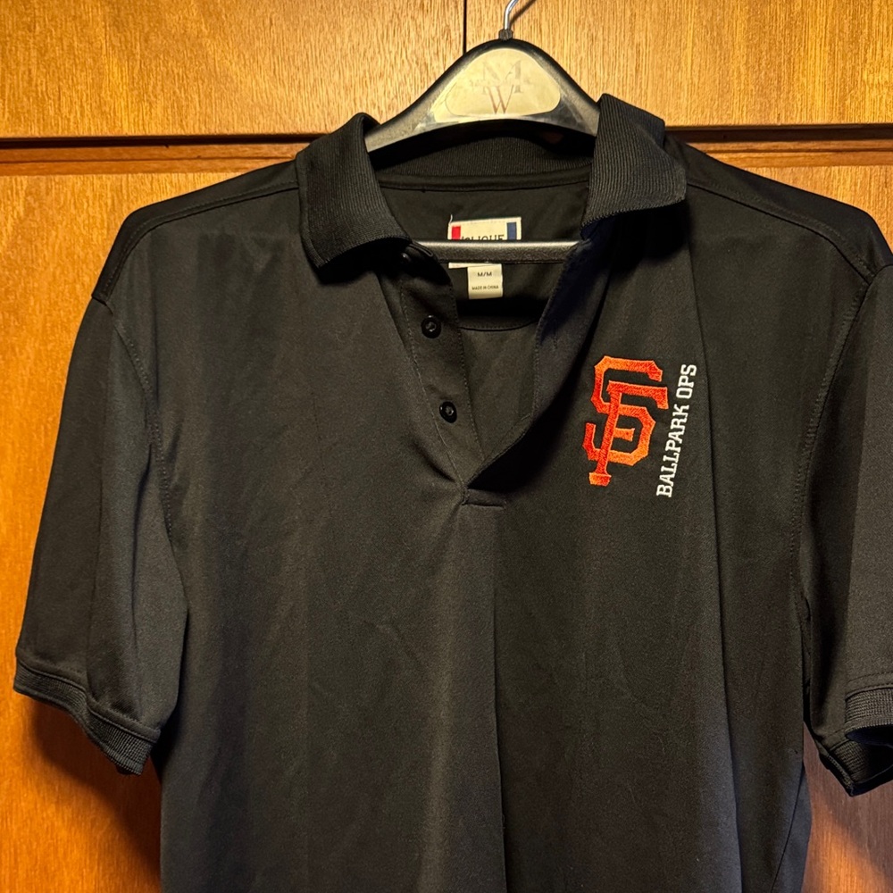 Black Polo Shirt with Embroidered SF Giants logo